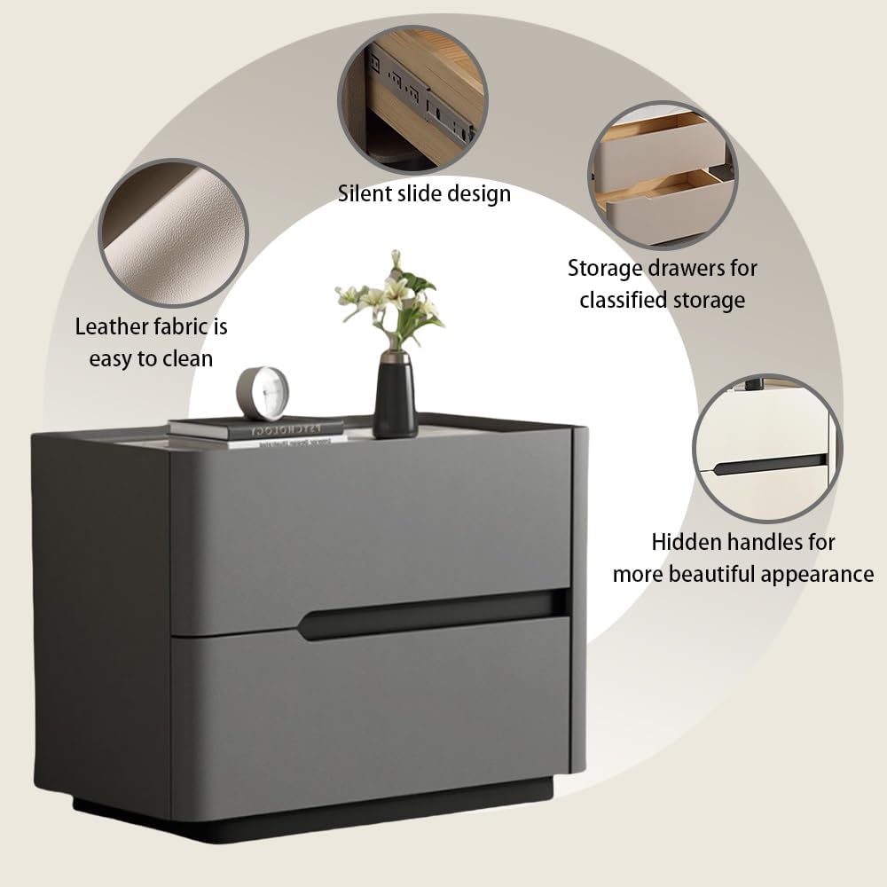 Modern Leather Bedside Table