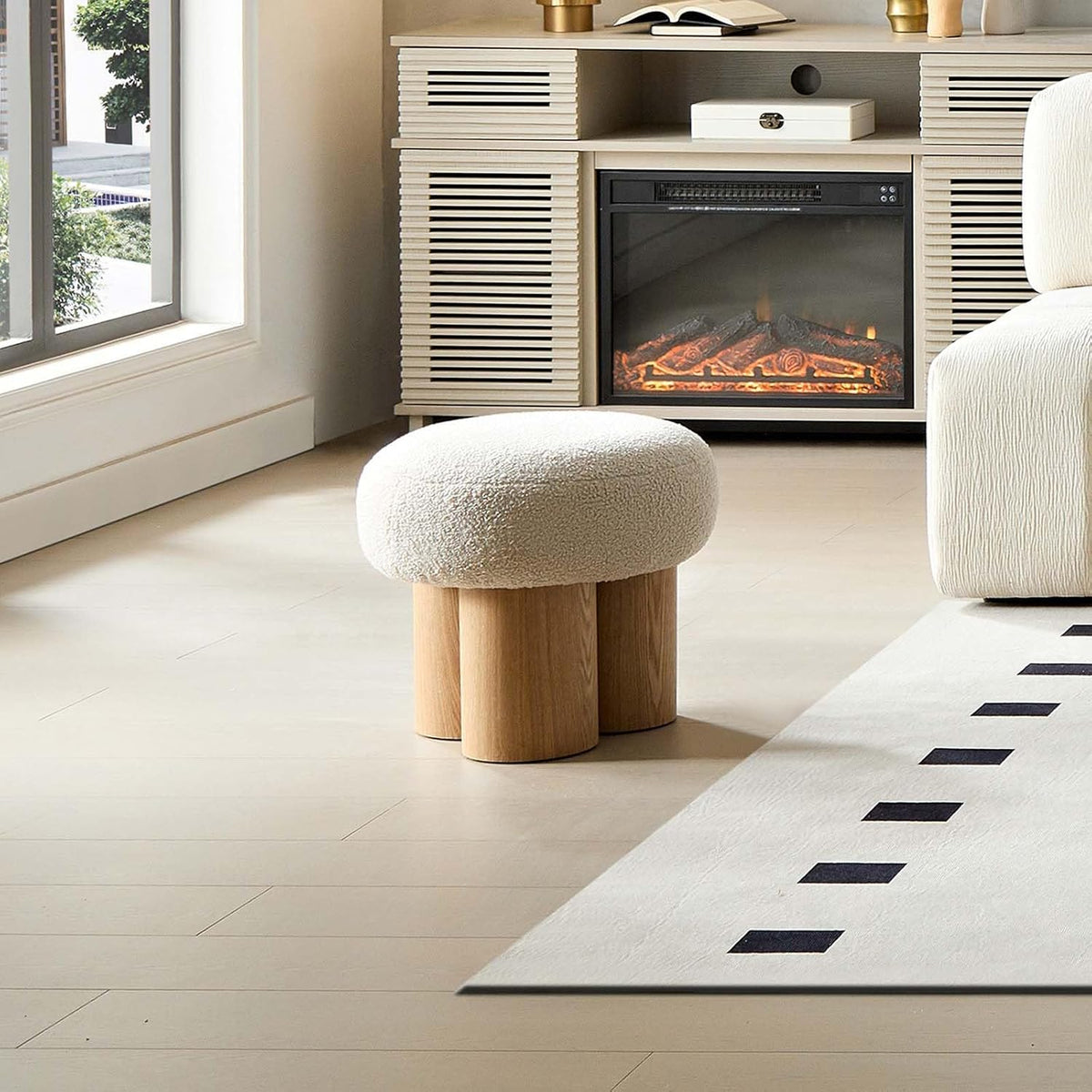 Round Mushroom Ottoman – Soft Entryway Footstool