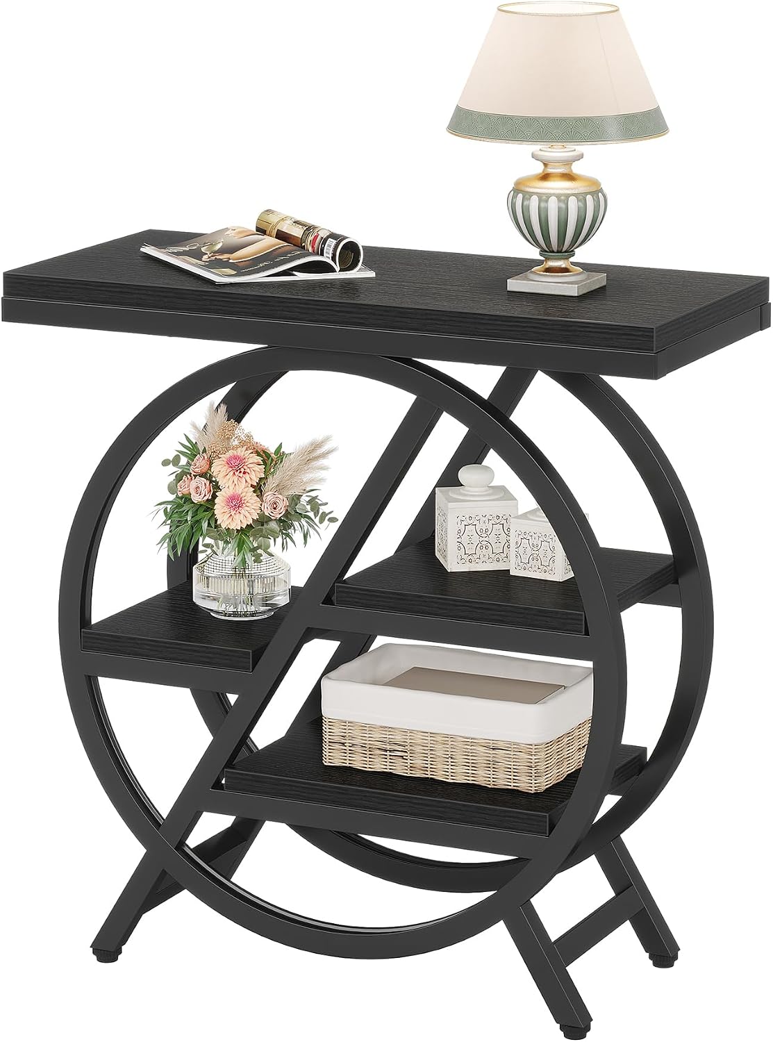 Geometric Storage Side Table – Industrial Nightstand
