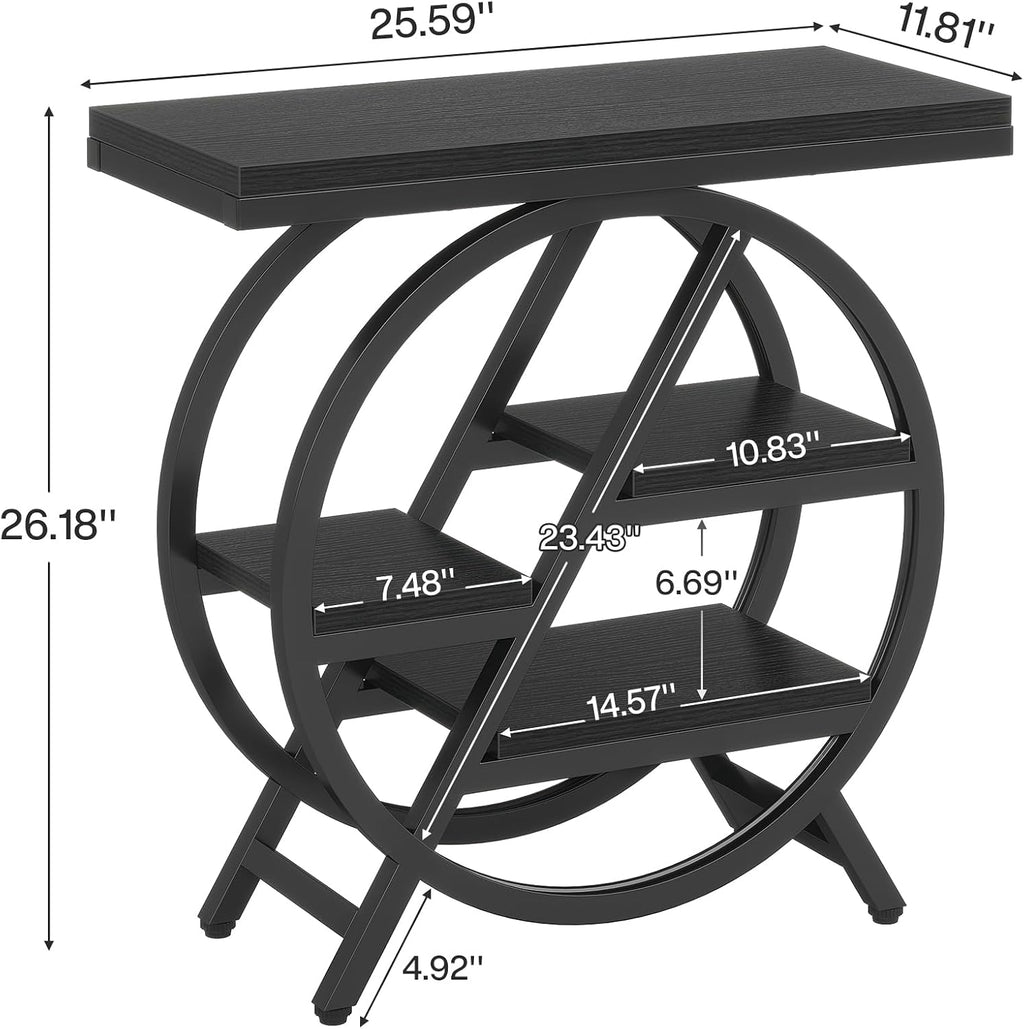 Geometric Storage Side Table – Industrial Nightstand