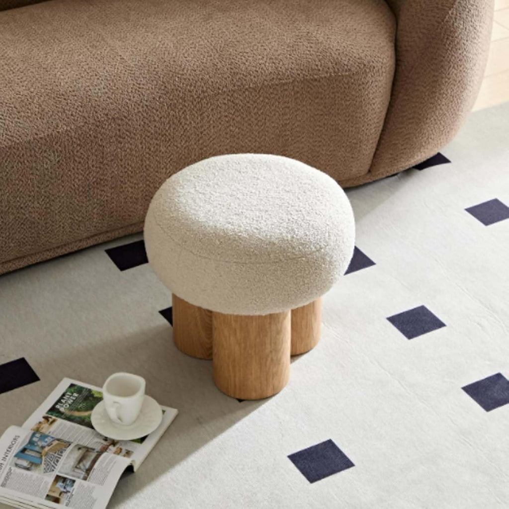 Round Mushroom Ottoman – Soft Entryway Footstool