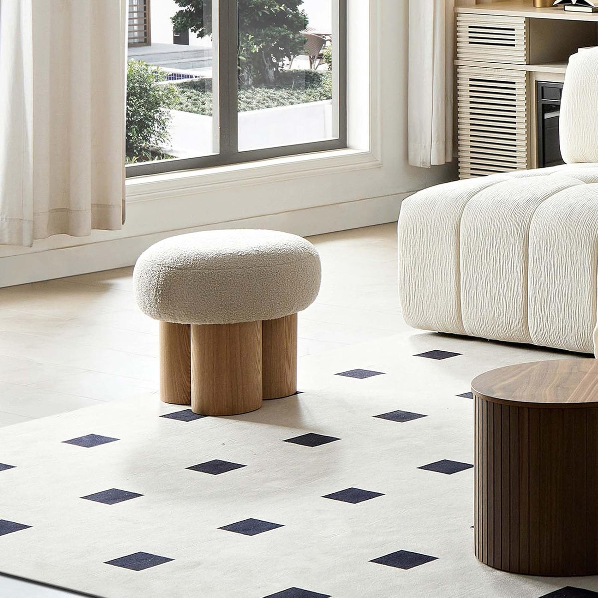 Round Mushroom Ottoman – Soft Entryway Footstool