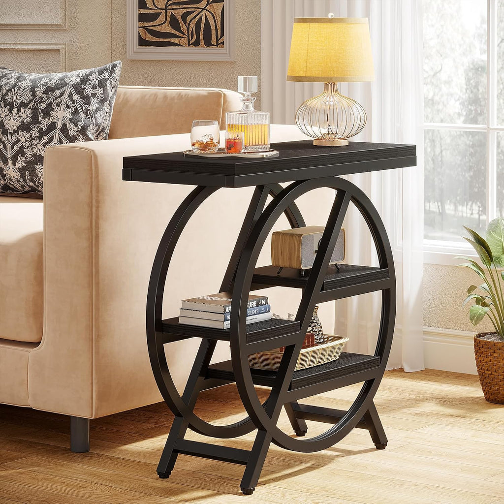 Geometric Storage Side Table – Industrial Nightstand