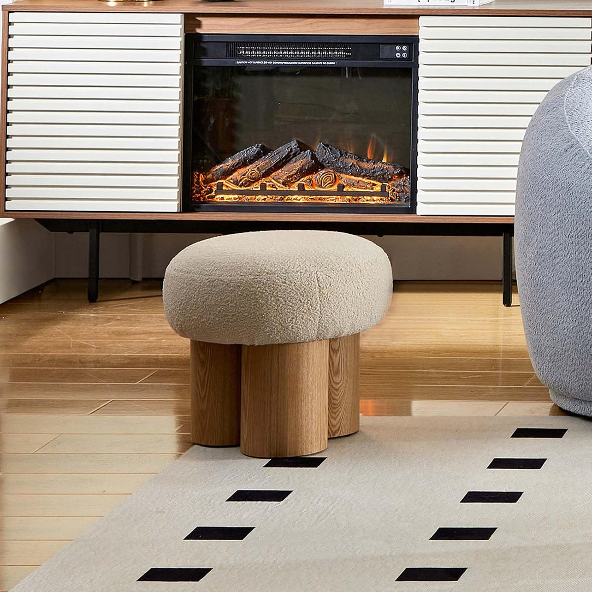 Round Mushroom Ottoman – Soft Entryway Footstool