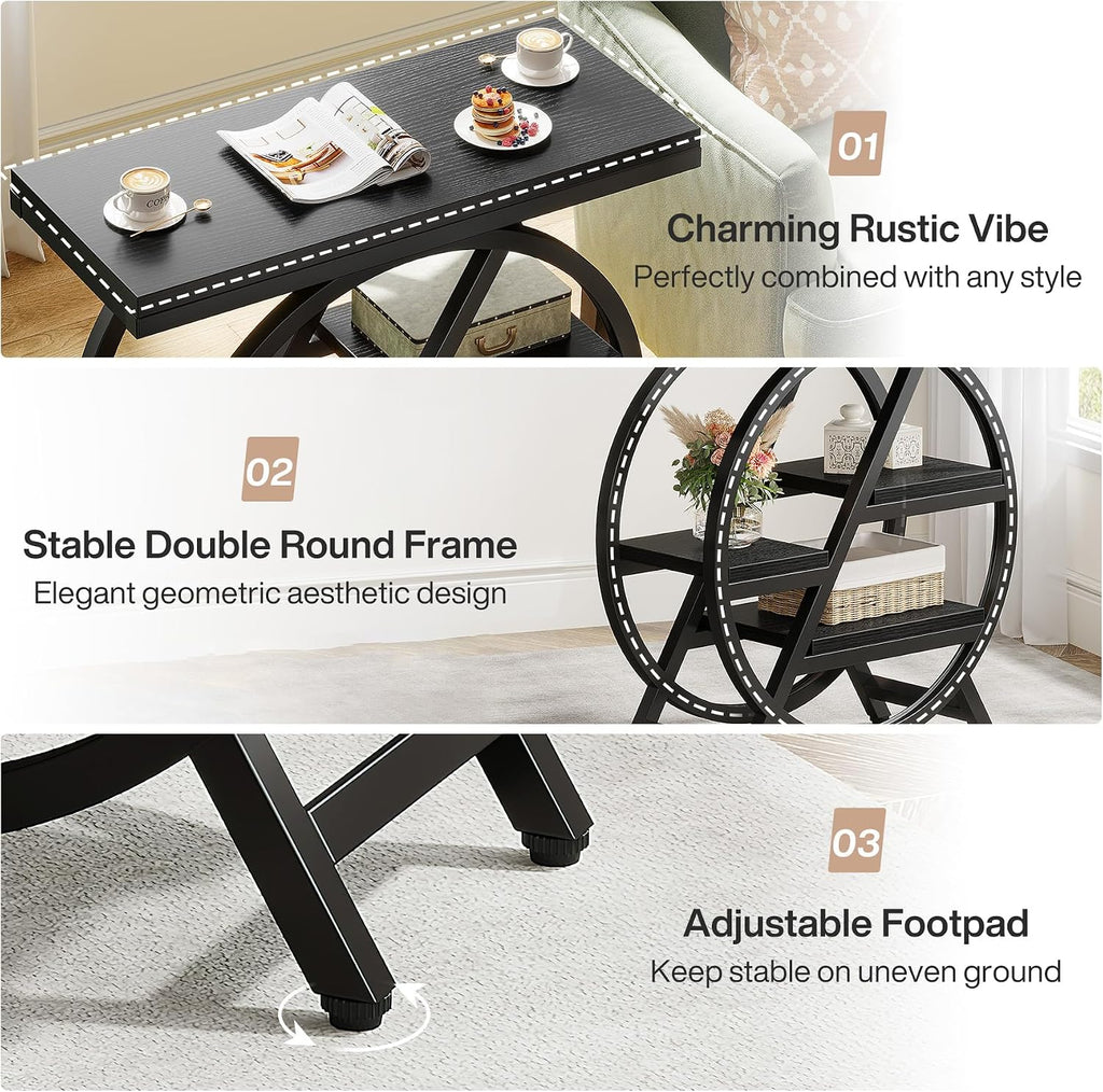 Geometric Storage Side Table – Industrial Nightstand
