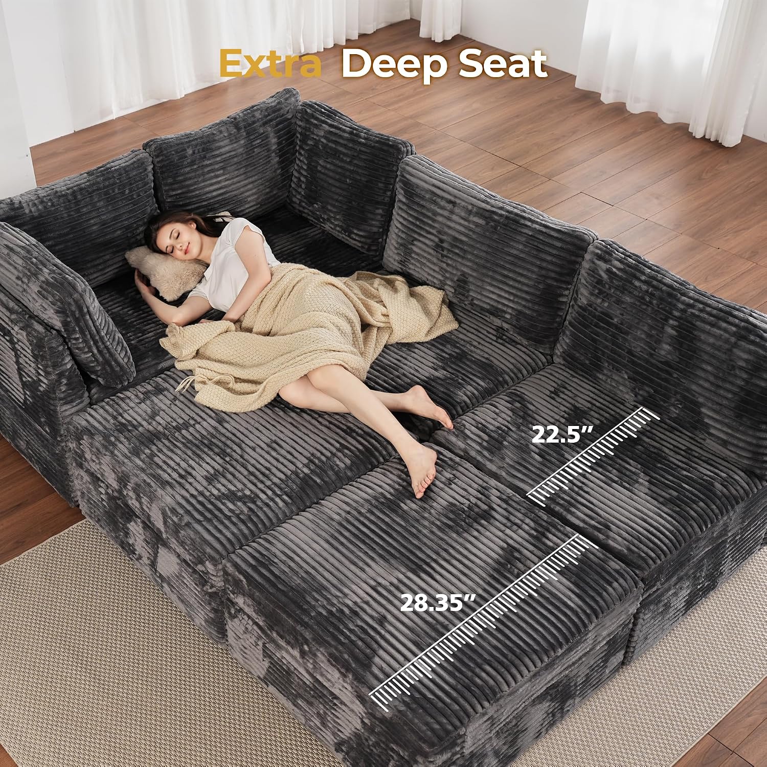 Modern Modular Corduroy Sectional Sofa