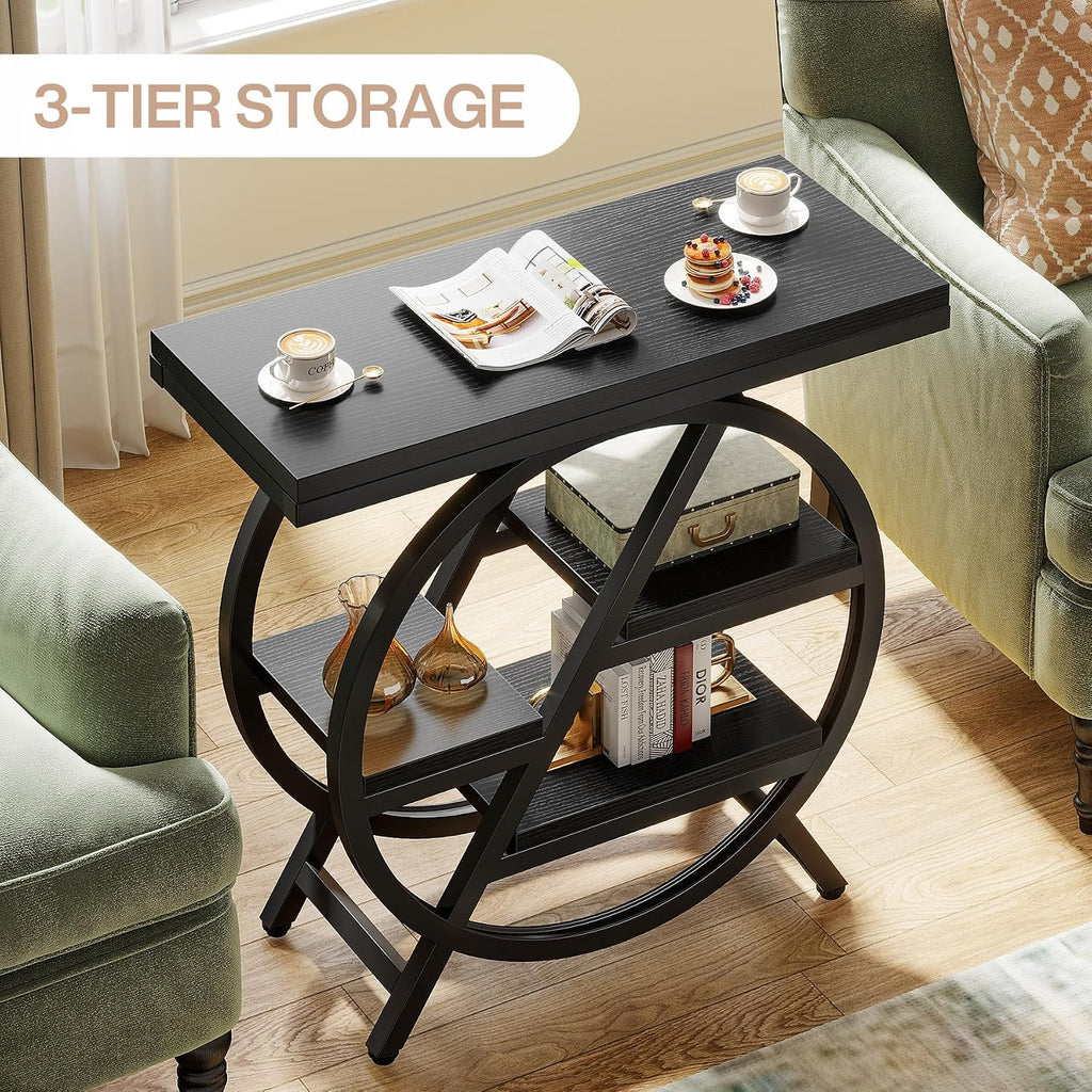 Geometric Storage Side Table – Industrial Nightstand