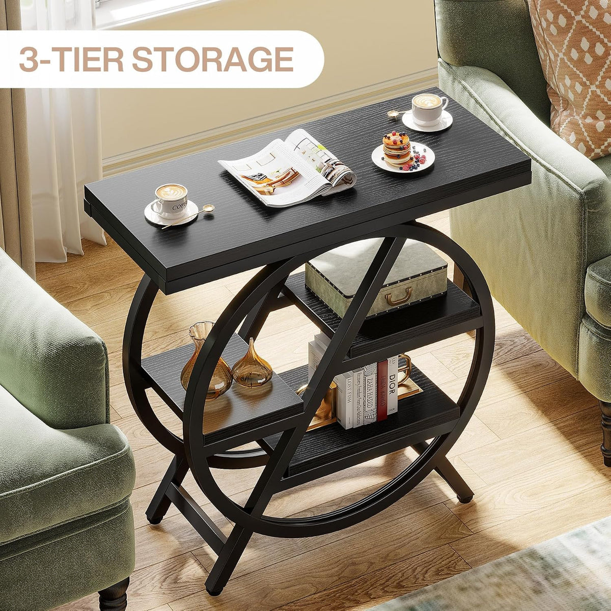 Geometric Storage Side Table – Industrial Nightstand